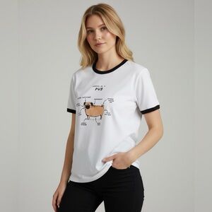 Anatomy of a Pug Graphic Tee Ringer T-Shirt Short Sleeve‎ Top XL